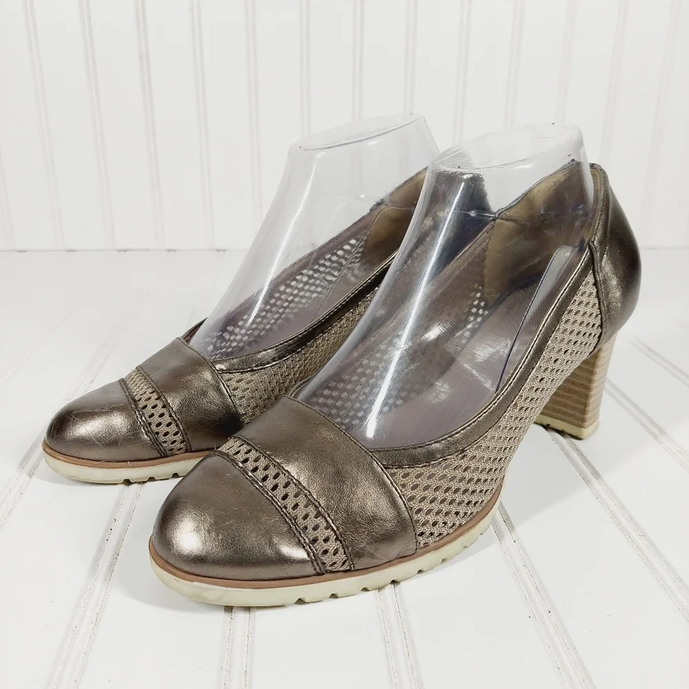 Mary Silver Metallic Heel Pumps A 530